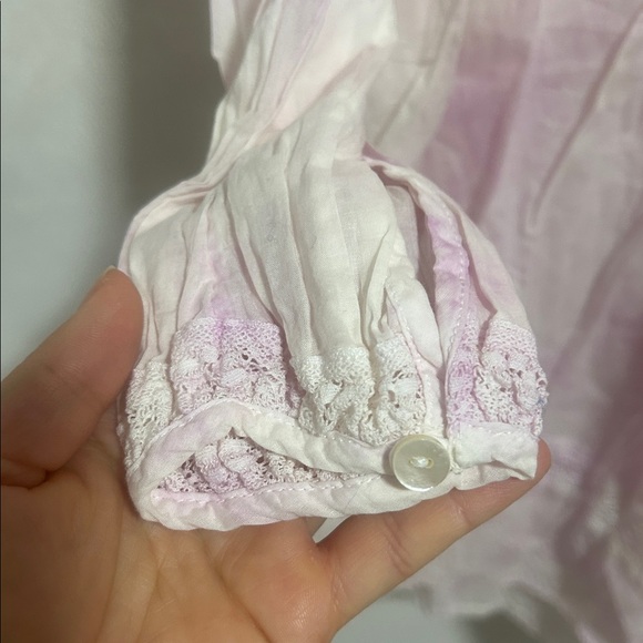 Aritzia Wilfred la boheme Elia Ruffled Tie Dye Prairie Mini Dress drop waist - Picture 6 of 12